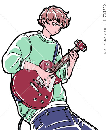 一個彈電吉他的男人的插圖 114735760