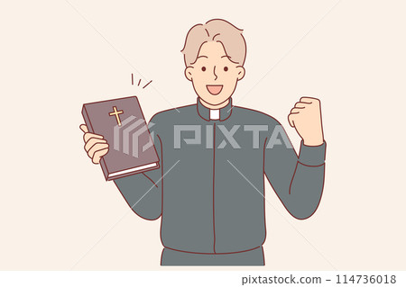 Guy catholic priest rejoices at completing studies of bible, allowing to become rector of church 114736018
