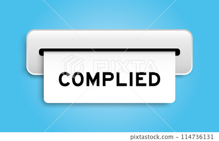 White coupon banner with word complied from machine on blue color background 114736131