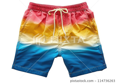 Swimming shorts. Color summer shorts isolated on white background. 114736263