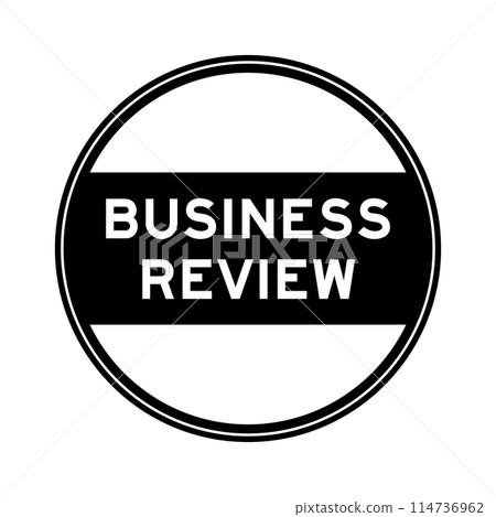 Black color round seal sticker in word business review on white background 114736962