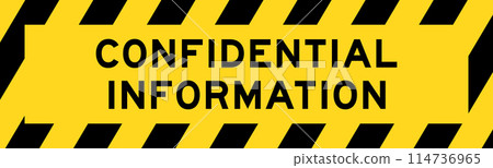 Yellow and black color with line striped label banner with word confidential information 114736965