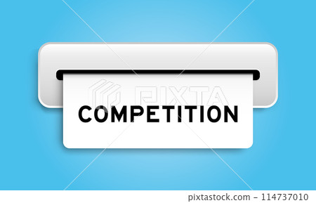 White coupon banner with word competition from machine on blue color background 114737010