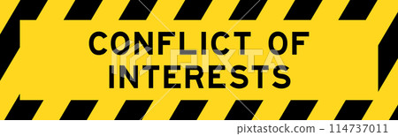 Yellow and black color with line striped label banner with word conflict of interests Yellow and black color with line striped label banner with word conflict of interests 114737011