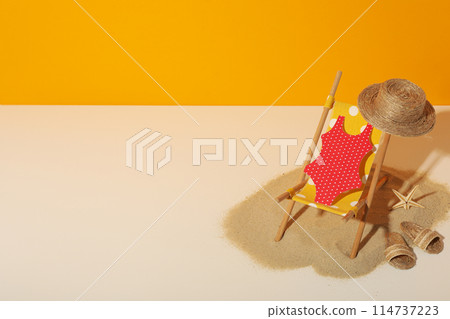 Swimsuit and other accessories for a summer trip to the sea. Swimsuit and other accessories for a summer trip to the sea. 114737223