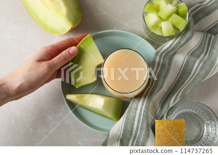 Juicy and tasty summer time fruit concept - melon 114737265