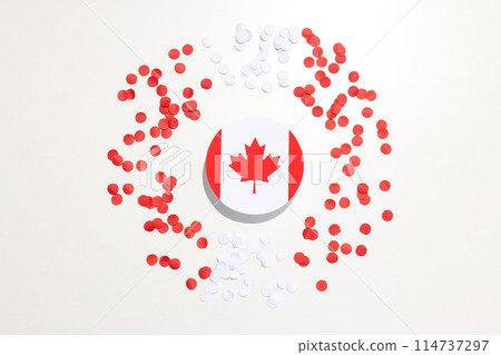 Maple leaf with decorations on a light background 114737297