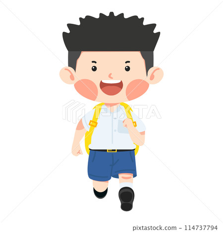 Kid boy student Running cartoon Kid boy student Running cartoon 114737794