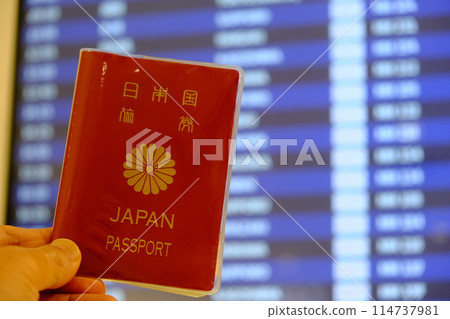 Arrival and departure board and passport Arrival and departure board and passport 114737981