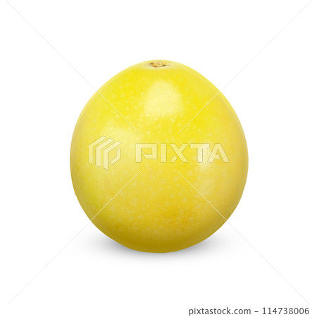 Yellow passion fruit isolated on white background. 114738006