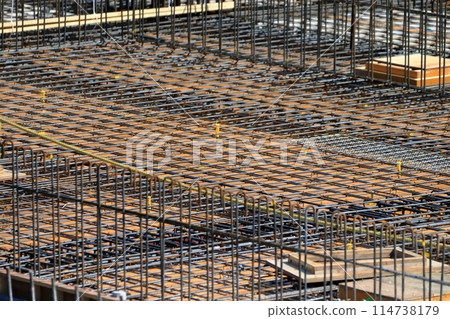 Construction work - Slab reinforcement status image Construction work - Slab reinforcement status image 114738179