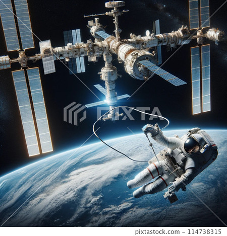 漂浮在太空中的太空人 114738315