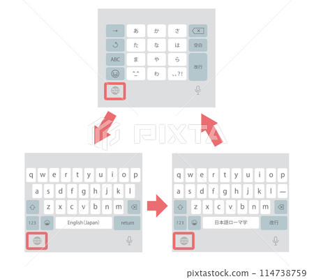 Illustration of the transition of the text input screen on a smartphone 114738759