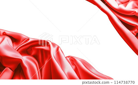 Abstract smooth elegant fabric. Silk texture of soft background. Flowing waves textile. 114738770