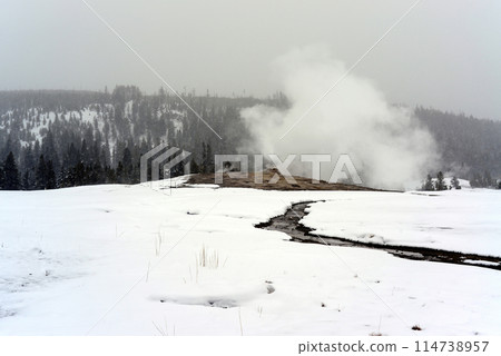 Old Faithful Geyser Erupting Old Faithful Geyser Erupting 114738957