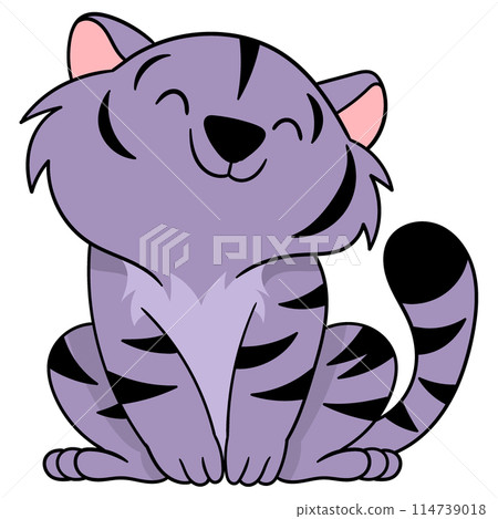 purple tiger is sitting showing a tame smiling face purple tiger is sitting showing a tame smiling face 114739018