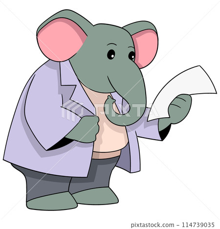 businessman elephant carrying paper containing a receipt for a business deal businessman elephant carrying paper containing a receipt for a business deal 114739035