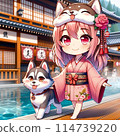 A lovely day for Chibi Idol and a husky at Ginzan Onsen 114739220