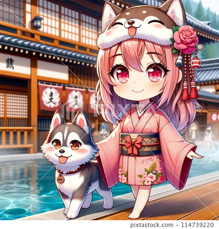 A lovely day for Chibi Idol and a husky at Ginzan Onsen 114739220