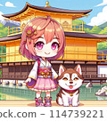Chibi idol and husky visit Kinkakuji Temple in Kyoto 114739221