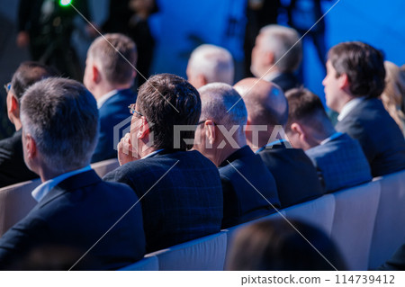 Business professionals attending a conference in a formal setting Business professionals attending a conference in a formal setting 114739412