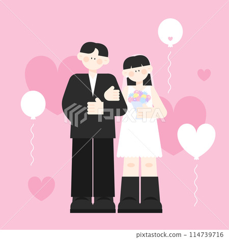 一個男人和一個女人結婚的婚禮插畫 114739716