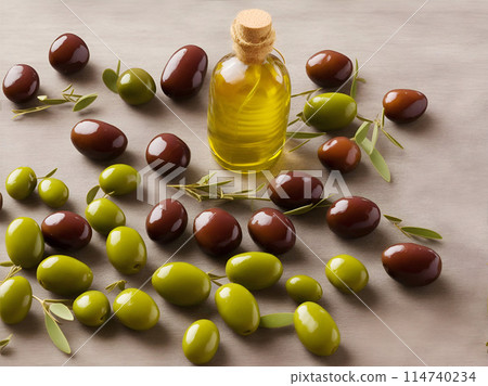 Olives for pouring extra virgin olive oil. Health food composition. 114740234