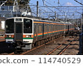 211 series train running at the foot of Mount Fuji 114740529