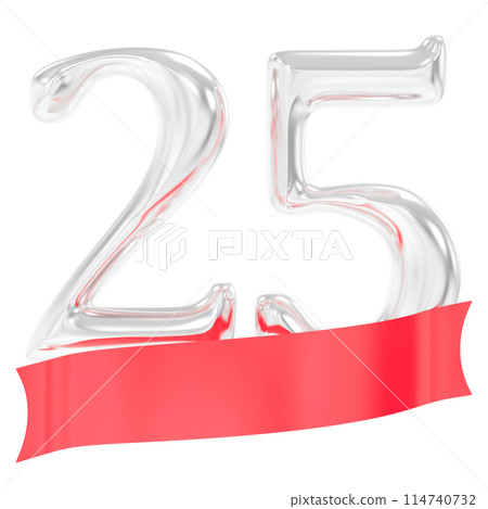 Happy Anniversary Number Rend With Silver 3D Render 114740732