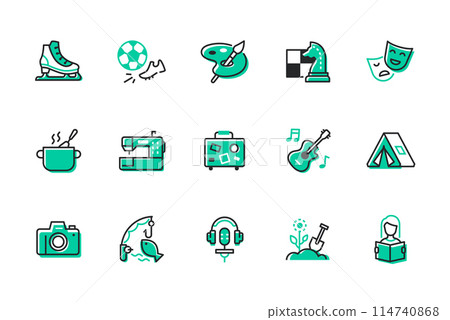 Hobbies and entertainment - set of line design style icons 114740868