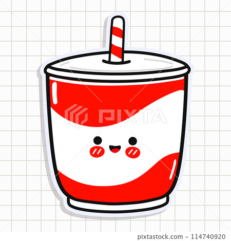 Cute funny Cold drink sticker. Vector hand drawn cartoon kawaii character illustration icon. Isolated on background. Cold drink card character concept 114740920