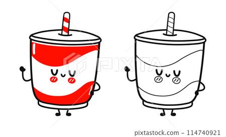 Funny cute happy Cold drink characters bundle set. Vector hand drawn cartoon kawaii character illustration icon. Cute Cold drink. Outline cartoon illustration for coloring book Funny cute happy Cold drink characters bundle set. Vector hand drawn cartoon kawaii character illustration icon. Cute Cold drink. Outline cartoon illustration for coloring book 114740921
