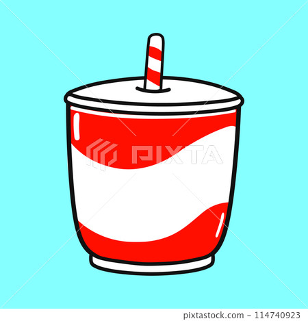 Cold drink character. Vector hand drawn cartoon kawaii character illustration icon. Isolated on blue background. Cold drink character concept 114740923