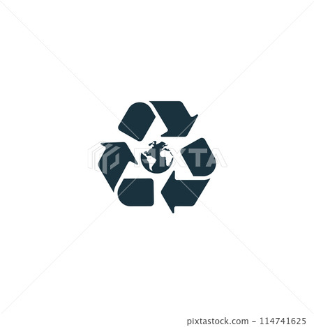Recycling icon. Monochrome simple Social Responsibility icon for templates, web design and infographics 114741625