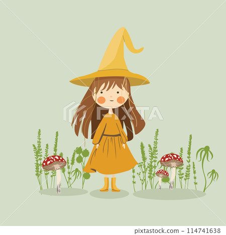 llustration with a cute forest witch 114741638