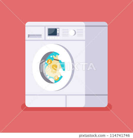Laundering money by Washing machine Laundering money by Washing machine 114741746
