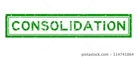 Grunge green consolidation word square rubber seal stamp on white background 114741864