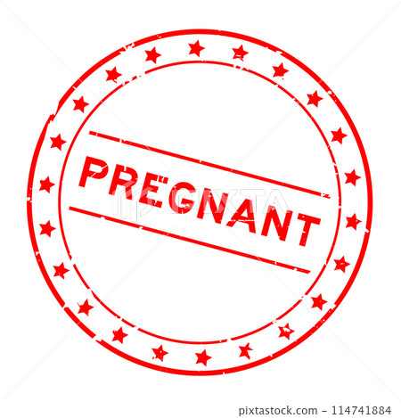Grunge red pregnant word round rubber seal stamp on white background 114741884