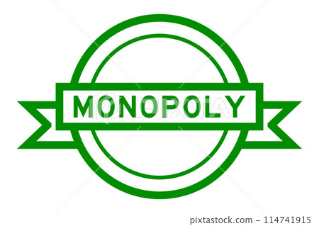 Vintage green color round label banner with word monopoly on white background Vintage green color round label banner with word monopoly on white background 114741915