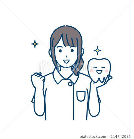 女牙醫和牙科保健員支持牙齒健康的插圖 114742085