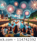 為夏夜增添色彩的大型煙火表演的圖像 114742392