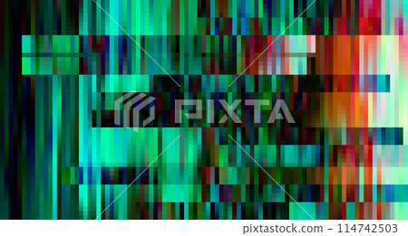 Trendy glitch pattern on dark background. Modern style vector. Abstract geometric elements Trendy glitch pattern on dark background. Modern style vector. Abstract geometric elements 114742503