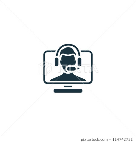 Virtual Assistant icon. Monochrome simple Virtual Assistant icon for templates, web design and infographics 114742731