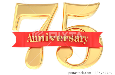 Year Anniversary Number Gold 3D 114742789