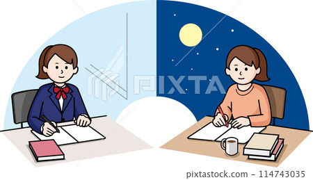 女學生的日間課程和晚自習 女學生的日間課程和晚自習 114743035