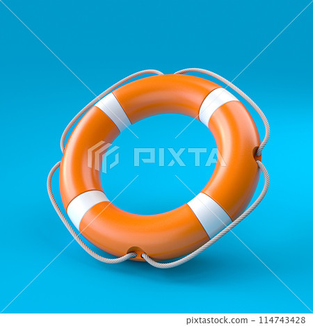 Life preserver is shown in a blue background Life preserver is shown in a blue background 114743428