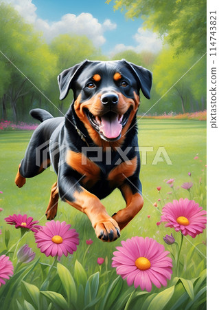 Rottweiler Sketch Color Wall Art. Rottweiler Sketch Color Wall Art. 114743821