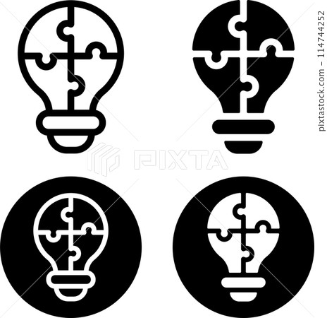 Puzzle light bulb icon set Puzzle light bulb icon set 114744252
