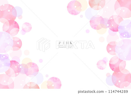 粉紅色夢幻圓點背景（水彩風格向量） 114744289