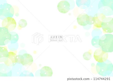 綠色夢幻圓點背景（水彩風格向量） 114744291